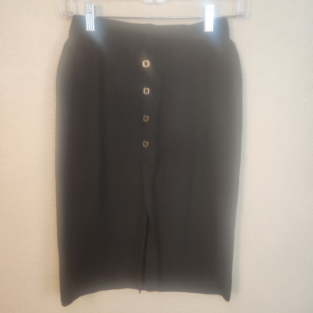 Jess Lea Black Pencil Skirt with Gold Accent Buttons Small NWT (6070)